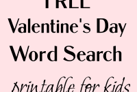 Free Valentine’s Day Word Search Printable for Kids