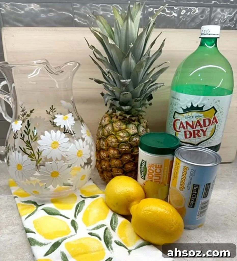 ingredients for pineapple lemonade