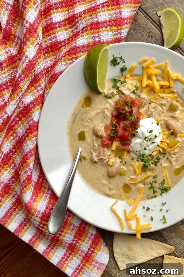 bowl of creamy chicken enchilada soup made in an Instant Pot