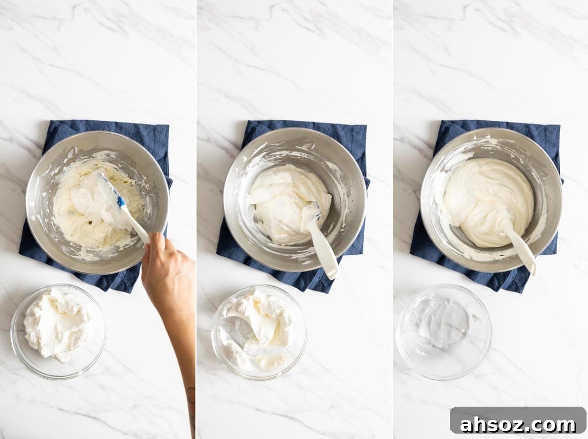 Fold whipped cream into cream cheese mixture.