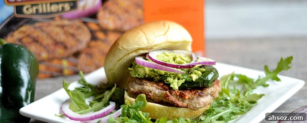 grilled sausage burgers poblano peppers 1