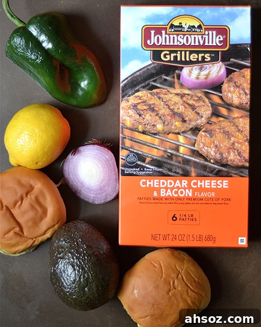 grilled sausage burgers poblano peppers 2
