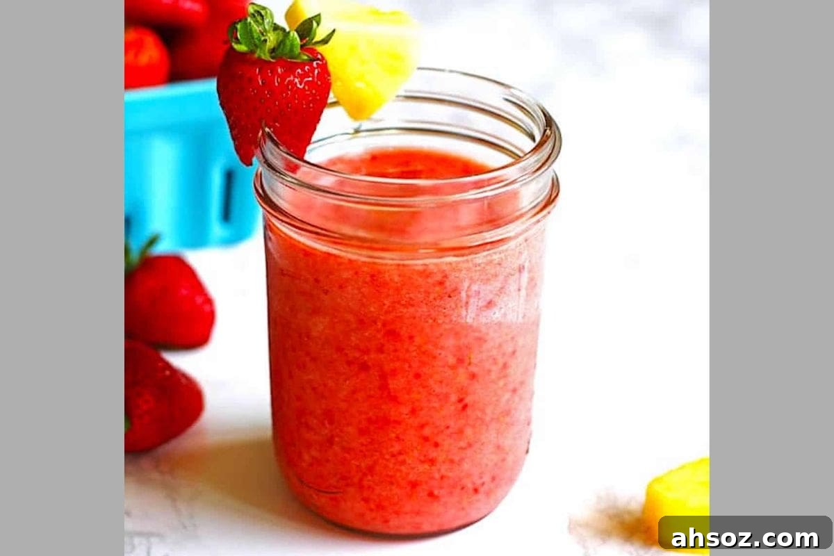 Strawberry pineapple smoothie with tropical fruit flavor