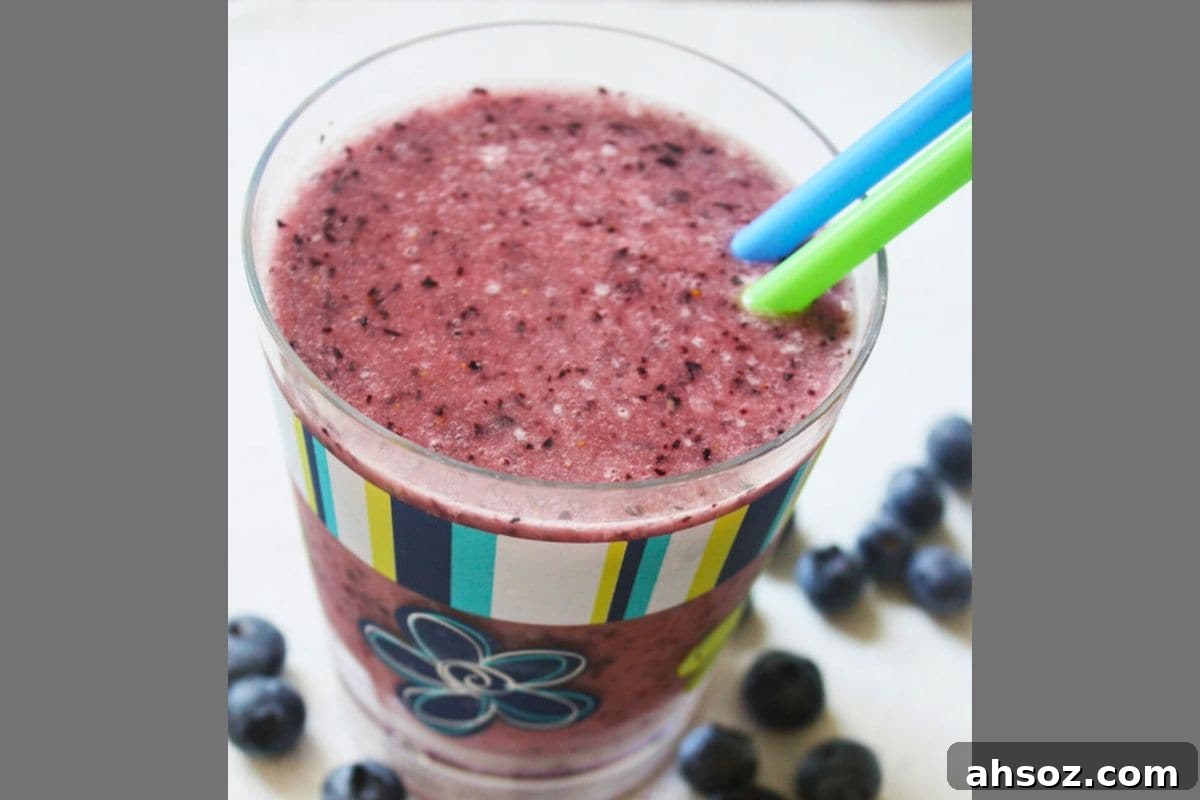 Blueberry banana peanut butter smoothie