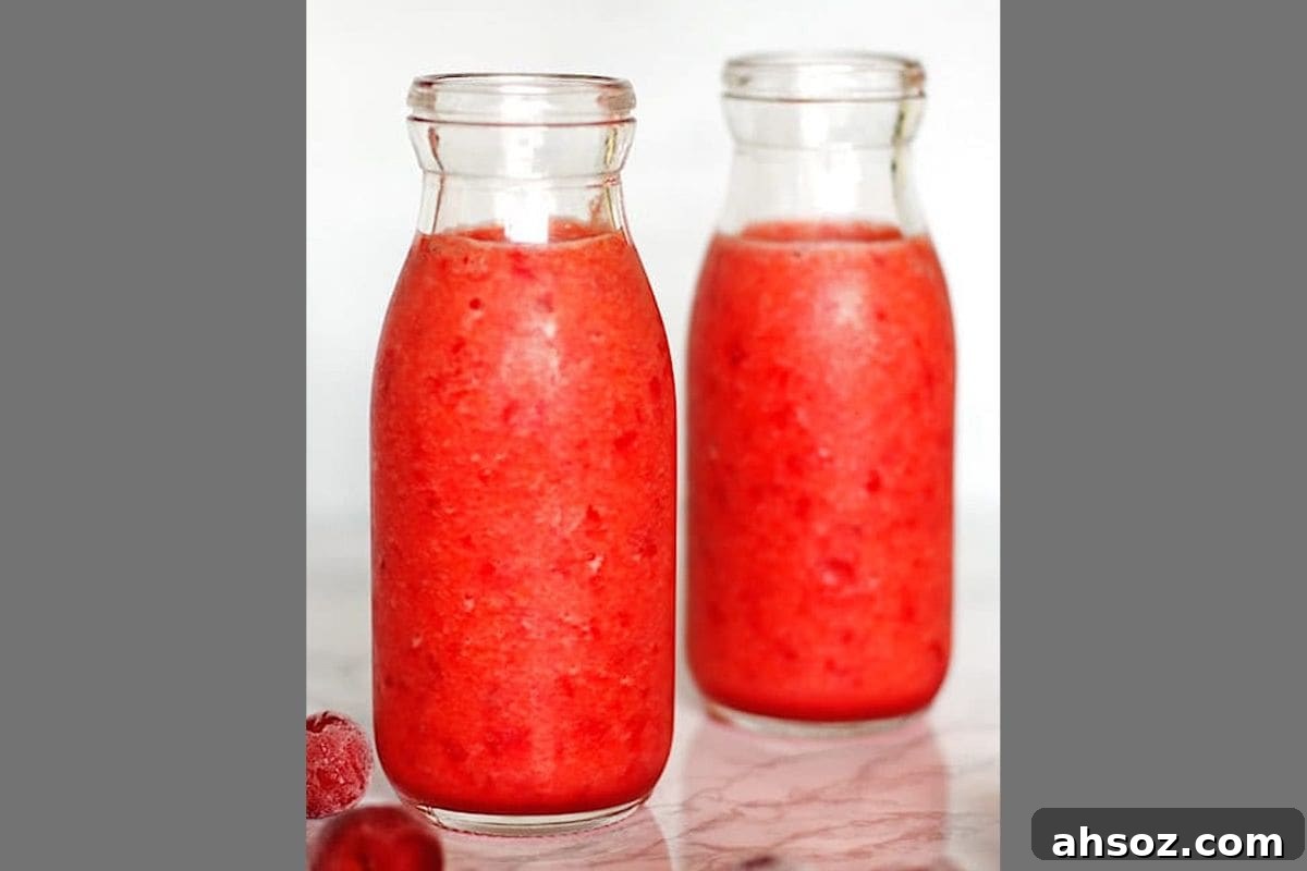 Cherry pineapple smoothie made with three ingredients