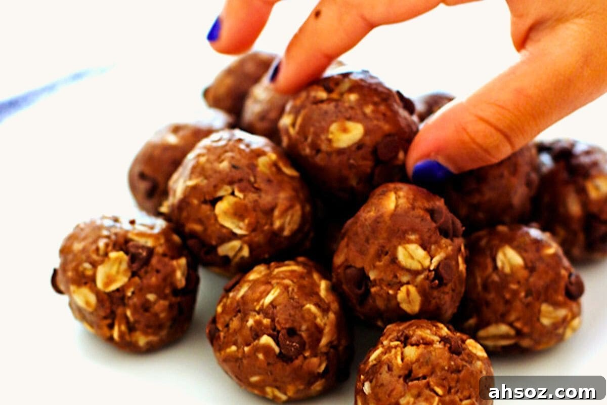 Peanut butter energy balls with oats nuts and seeds