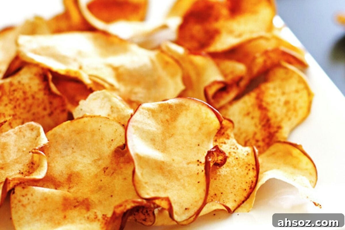 Crispy baked apple chips for healthy snacking