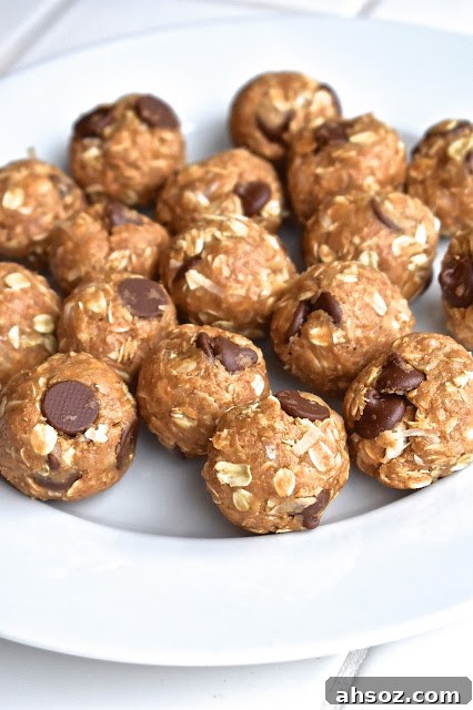 No-bake peanut butter protein bites on parchment paper