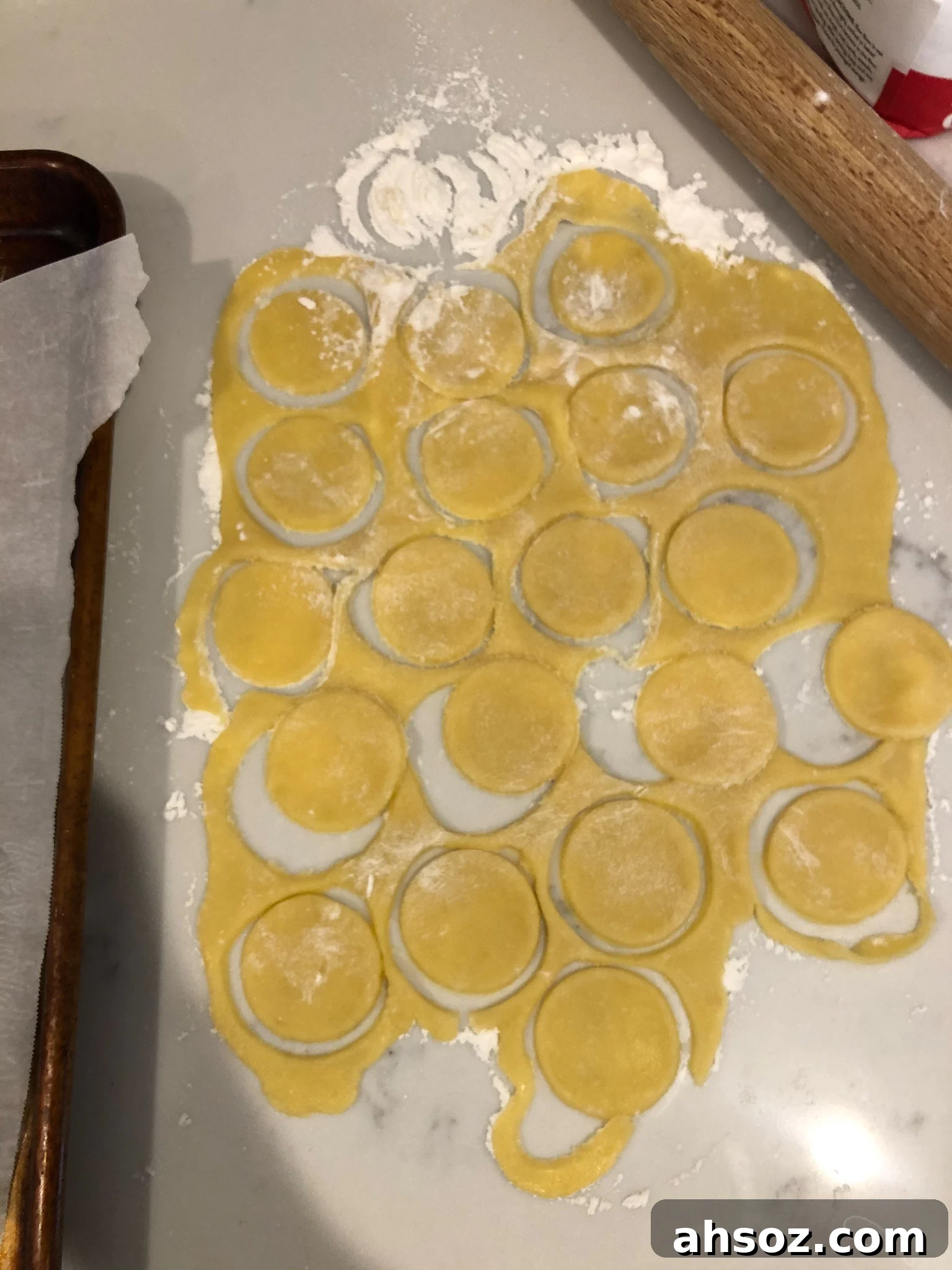 Cookie dough cut into rounds.