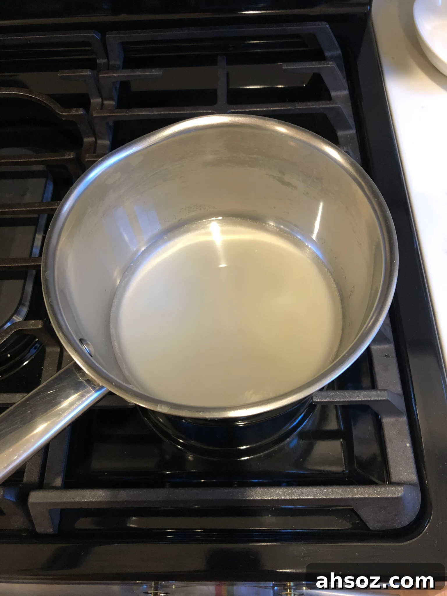 Sugar and water heating on the stove.