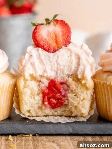Lemon Cupcakes with Strawberry Filling