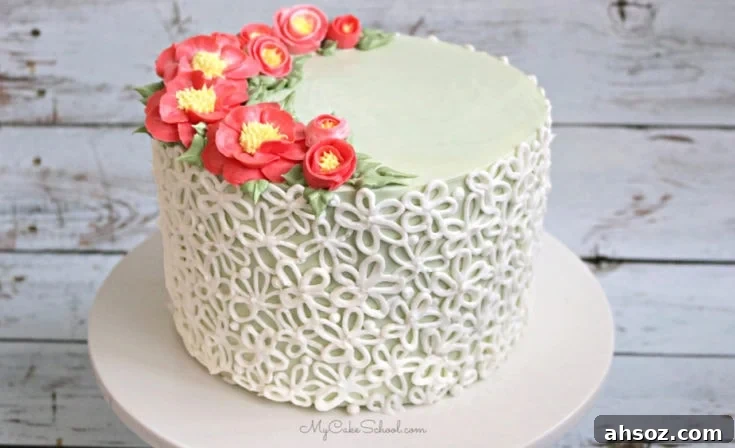Buttercream Camellias and Elegant Piping- A Free Cake Video