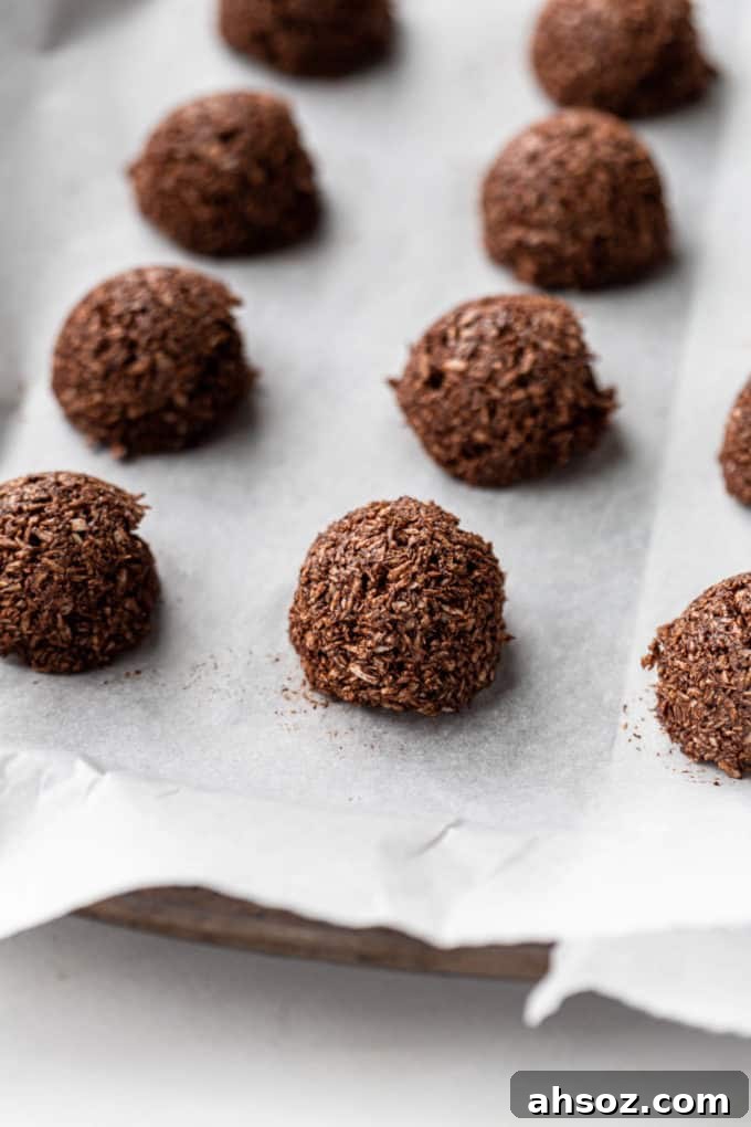 no bake chocolate coconut macaroons on a baking pan