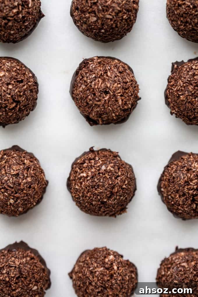 chocolate coconut macaroons on a marble board
