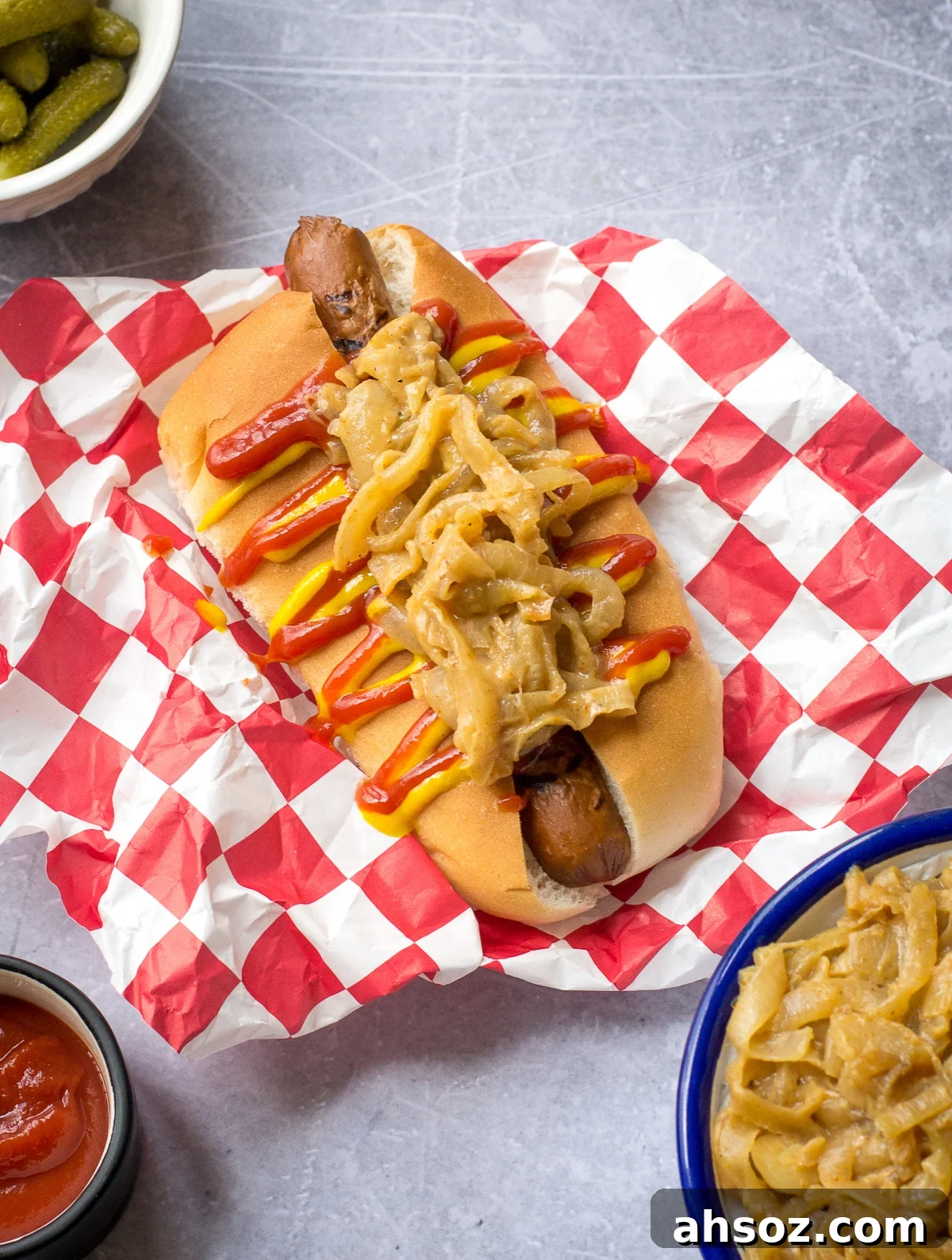 hot dog with onions
