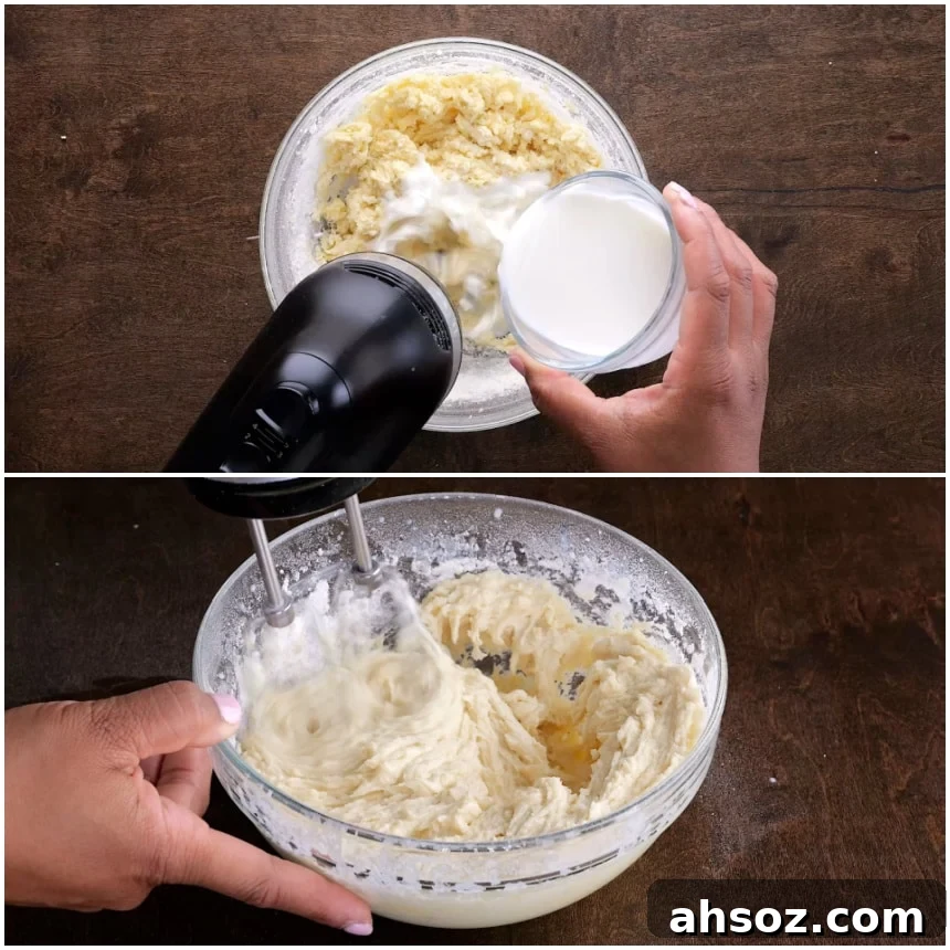 Mixing the batter.