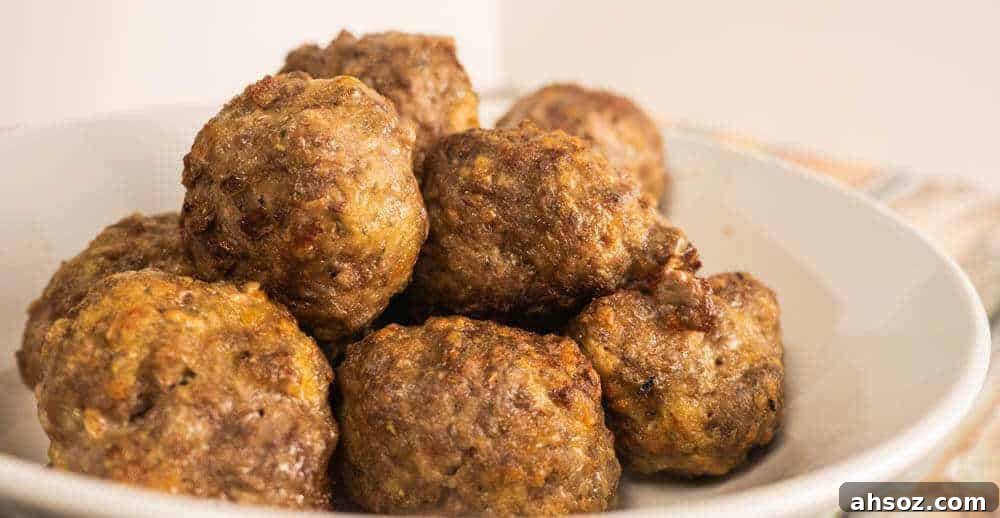 meatballs air fried and ready in a bowl.