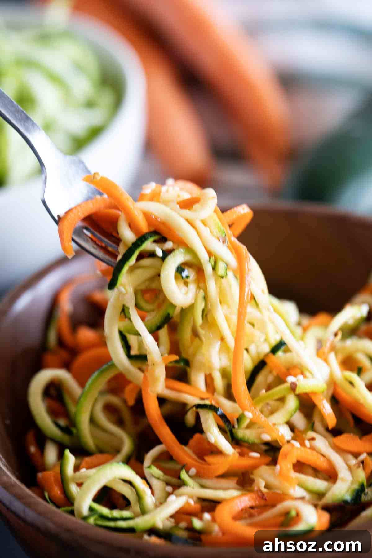 side dish salad with spiralized cucumber and carrots
