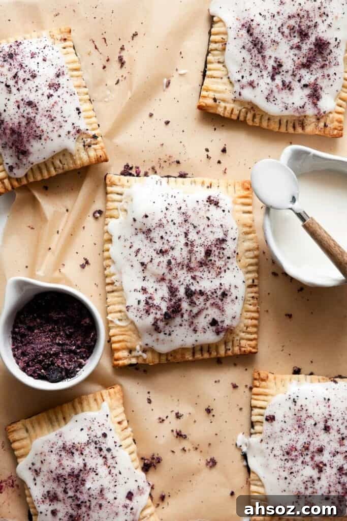 Homemade vegan blueberry pop tart with icing