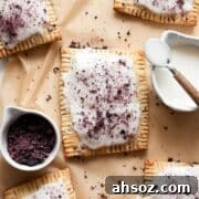 Homemade vegan blueberry pop tarts with icing