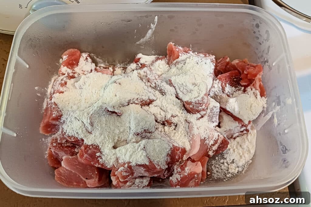 pork tossed with flour before cooking