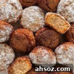 Bite shot of paleo apple cinnamon donut holes