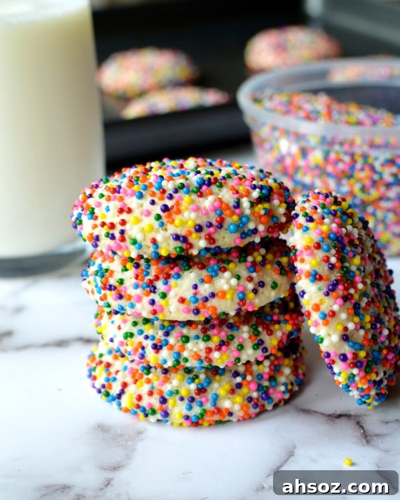 gluten free funfetti cookies covered in colorful sprinkles