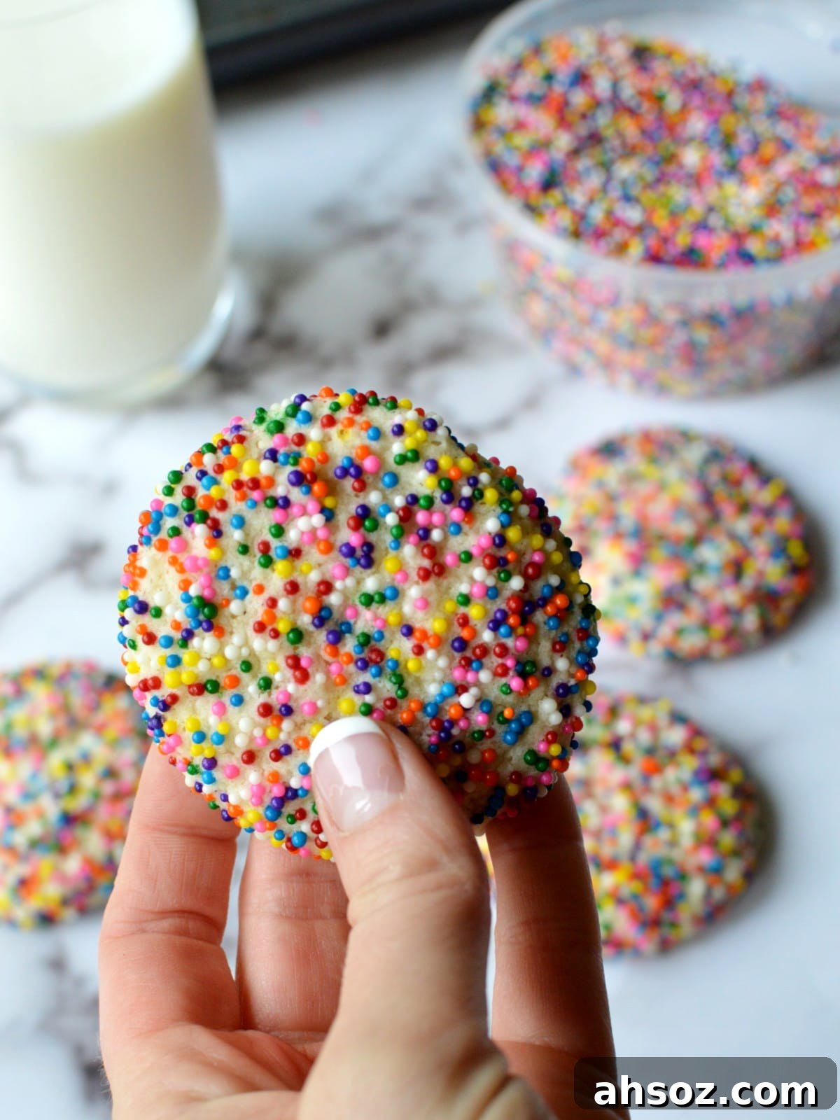 close up of a gluten free sprinkle cookie