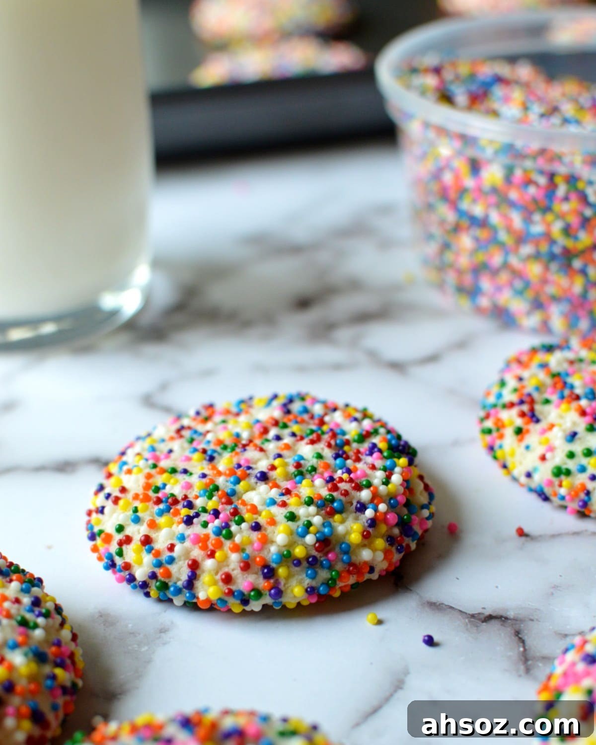 gluten free sprinkle cookie with rainbow sprinkles