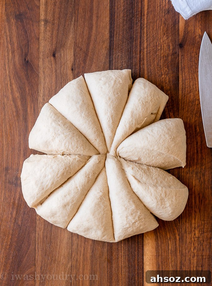naan dough divided into wedges