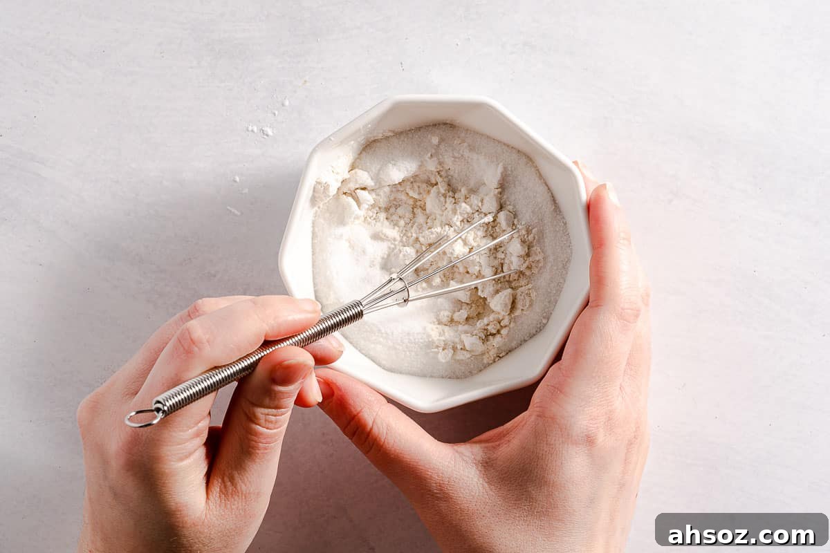 dry ingredients being mixed in small bowl