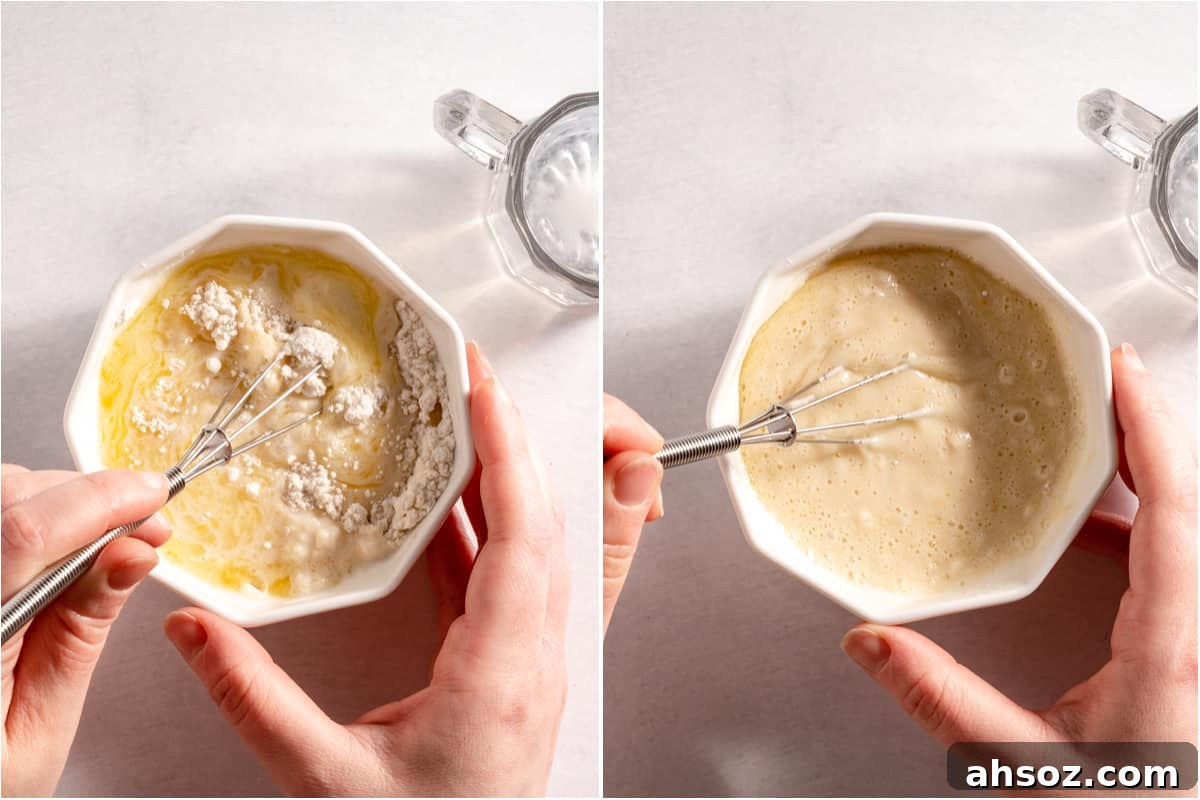 collage of cake batter being mixed