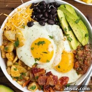This is a square picture of a breakfast bowl.