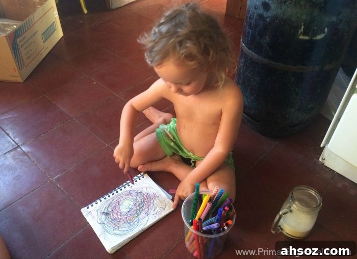 A child doodling.