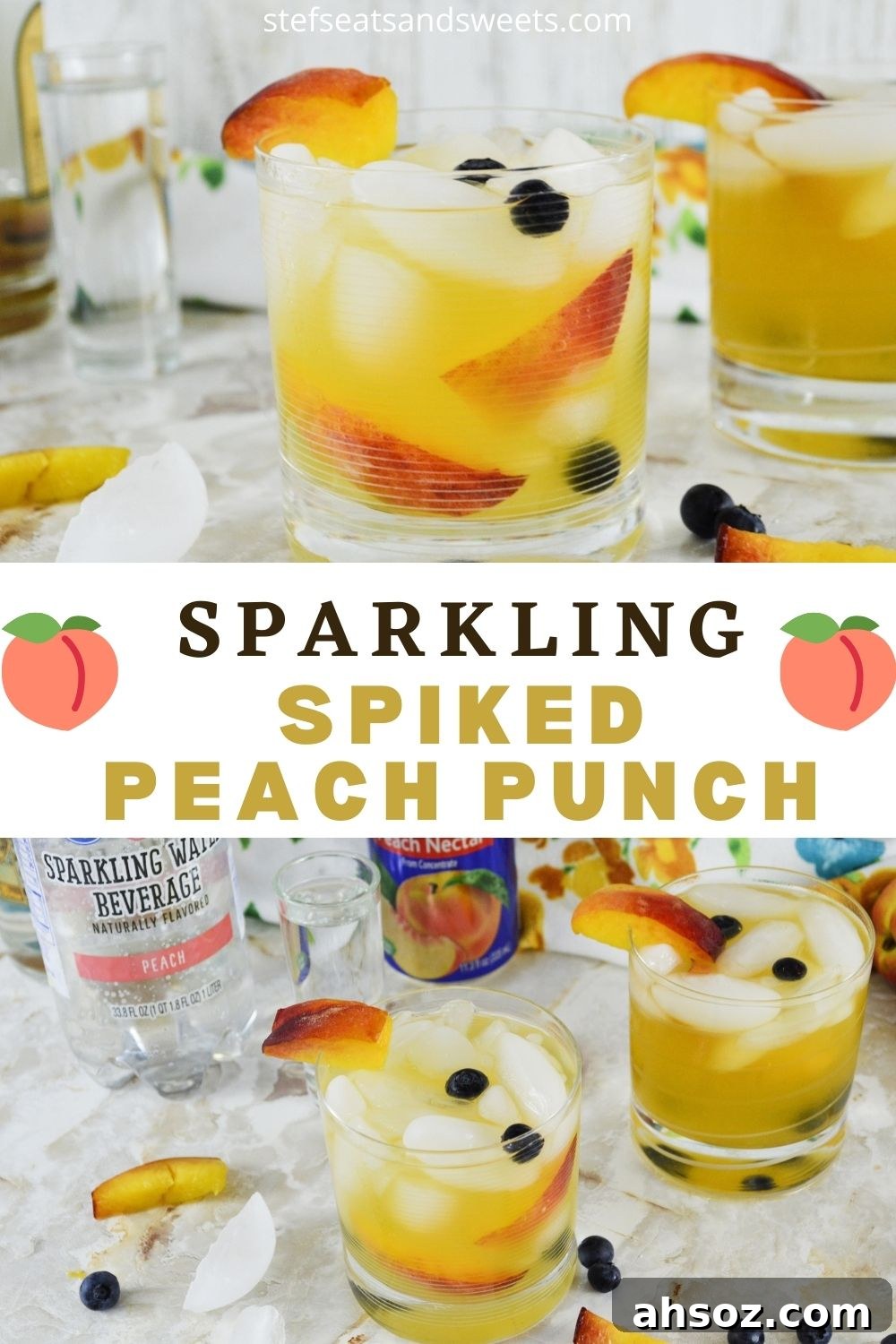sparkling spiked peach punch pinterest collage