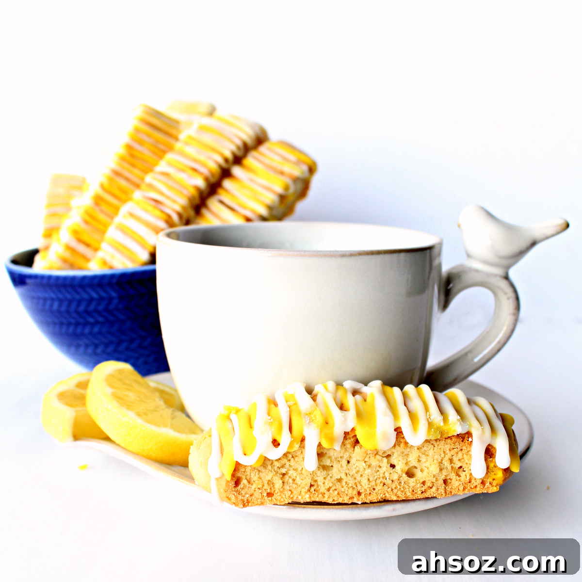 Lemon Biscotti with a cup of tea.