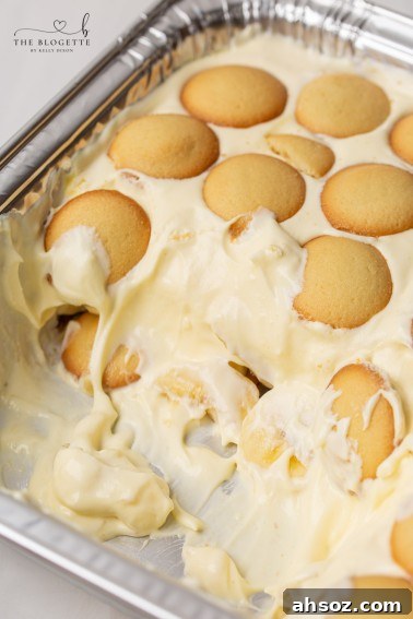 No-bake Banana Pudding with creamy pudding, sliced bananas, and vanilla wafers