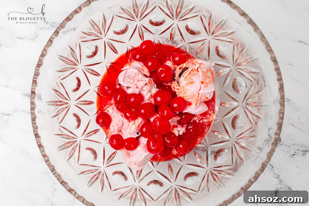 Punch bowl filled with ice cream punch