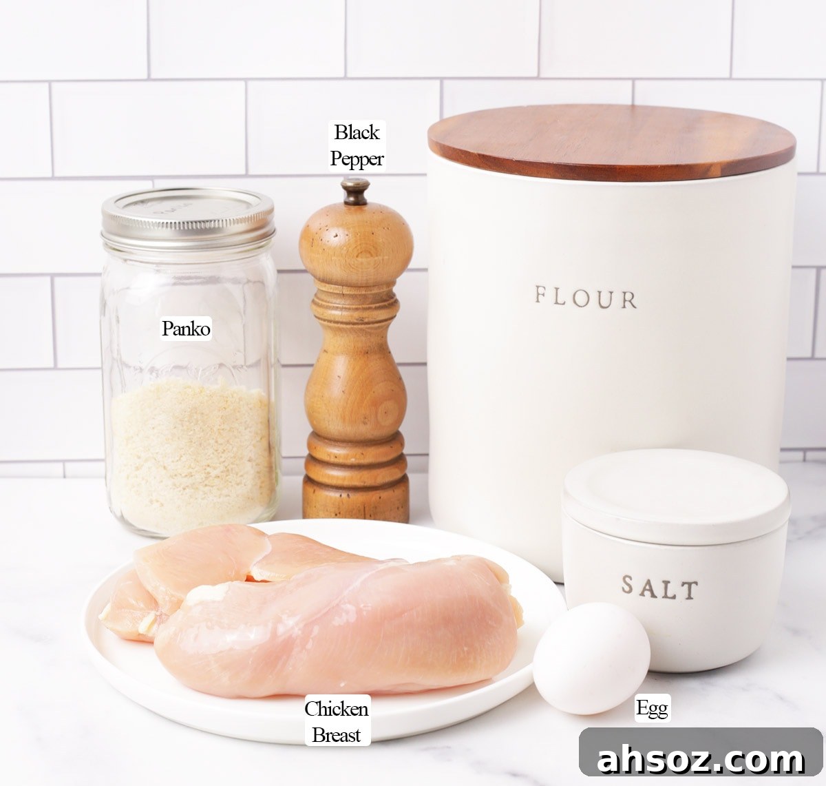 Ingredients for making air fryer chicken katsu.