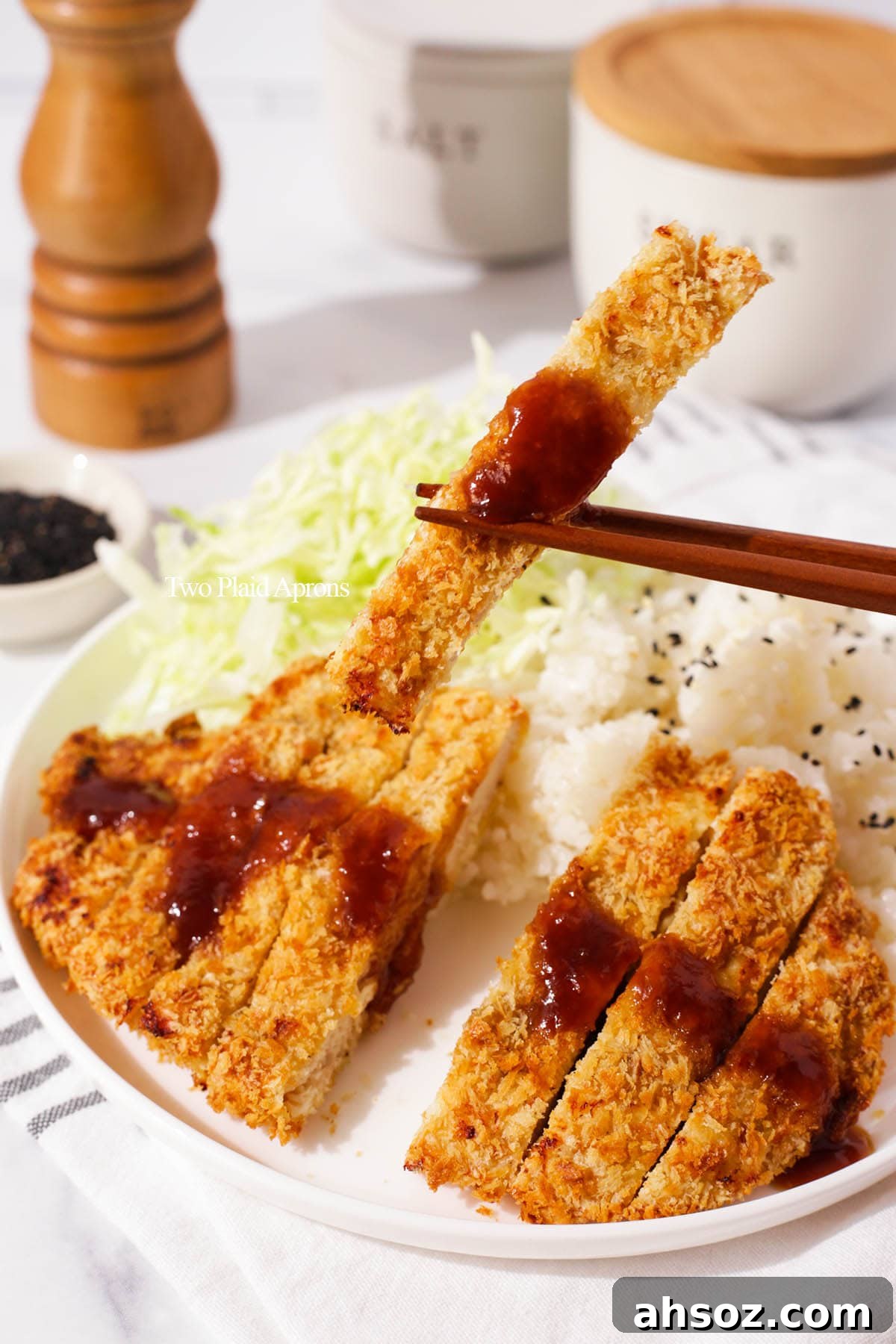 Crispy chicken katsu made in the air fryer.
