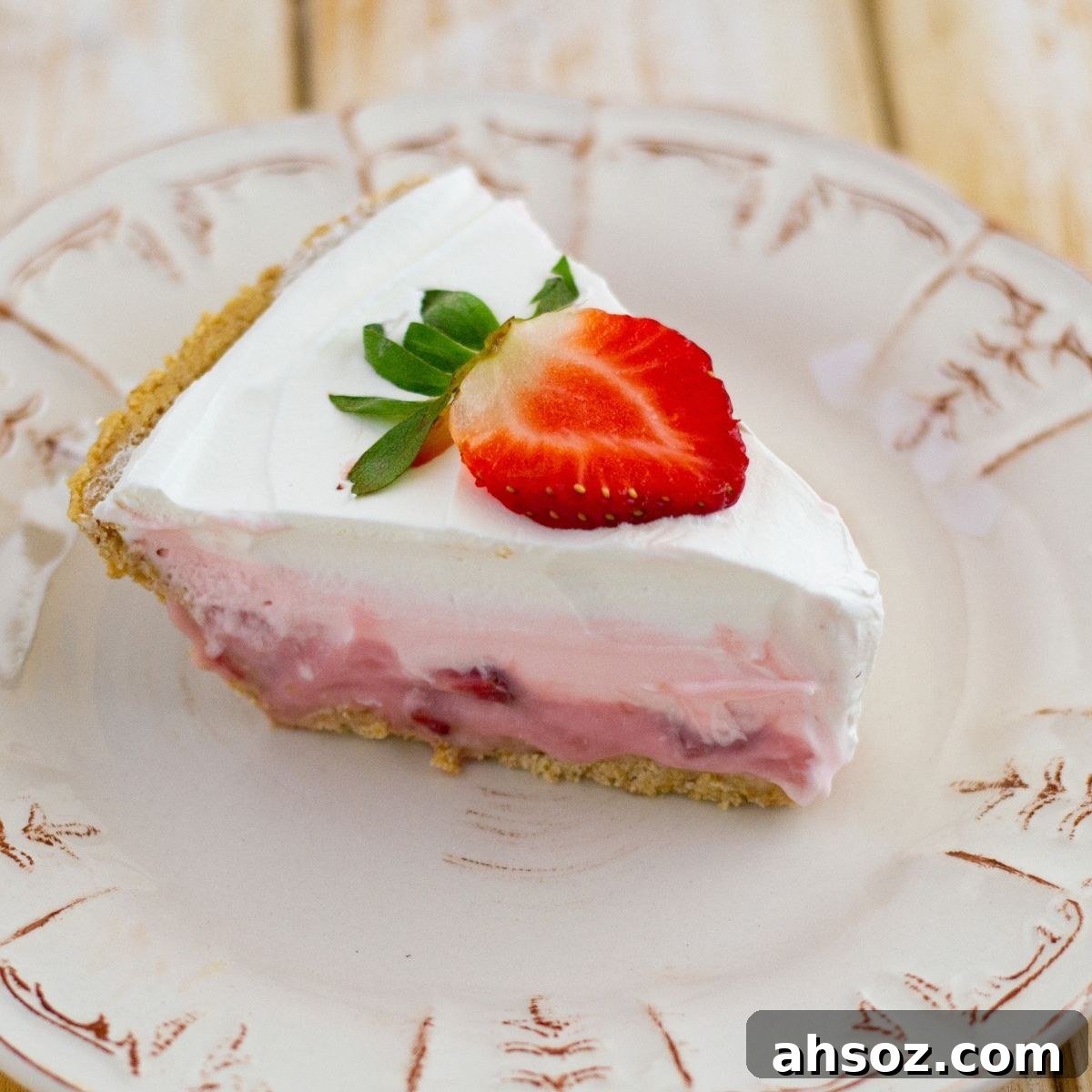 sliced strawberry pudding pie.