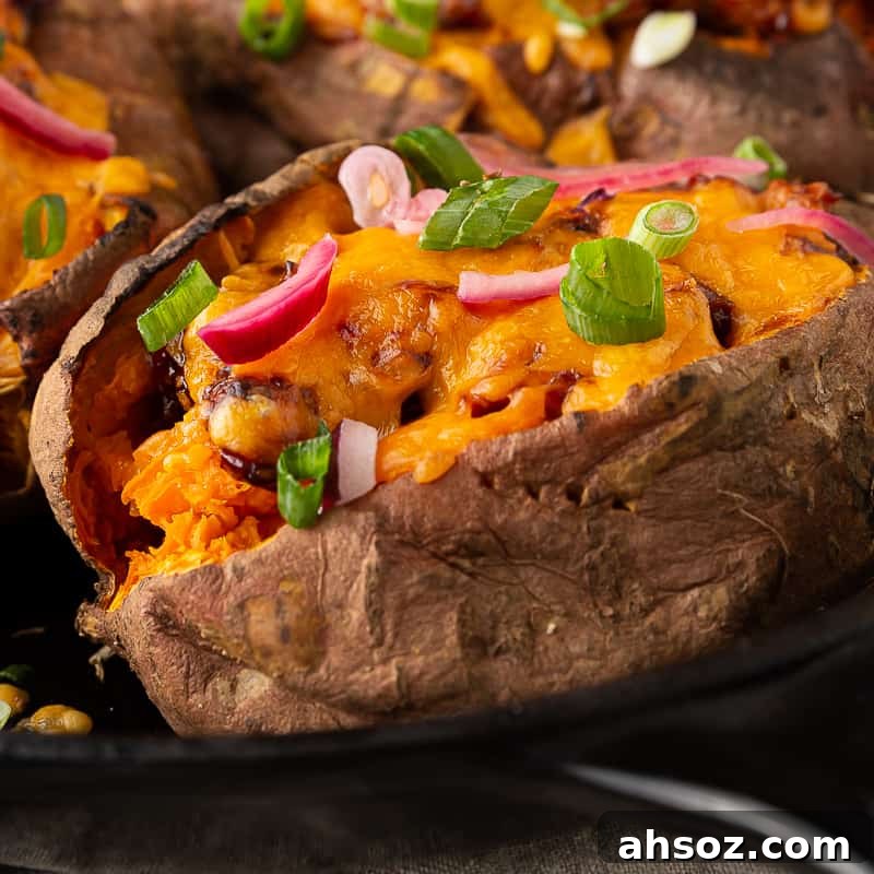 stuffed sweet potato with bbq chicken