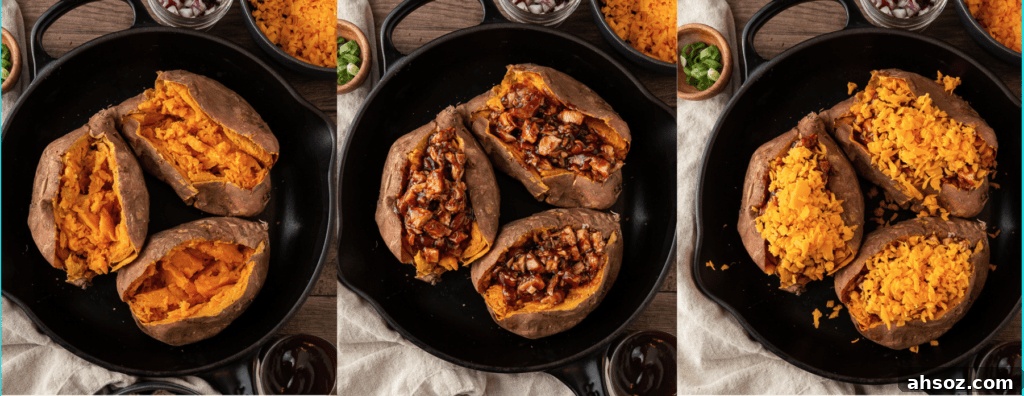 BBQ chicken stuffed sweet potato meal idea