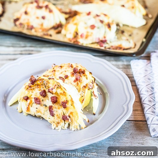 Roasted Cabbage Wedges with Bacon and Blue Cheese 2 Roasted Cabbage with Bacon and Blue Cheese | Low-Carb, So Simple