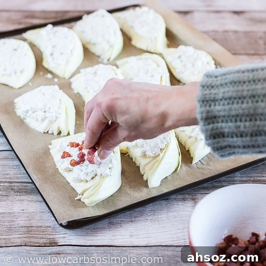 Roasted Cabbage Wedges with Bacon and Blue Cheese 20 Sprinkling Bacon | Low-Carb, So Simple