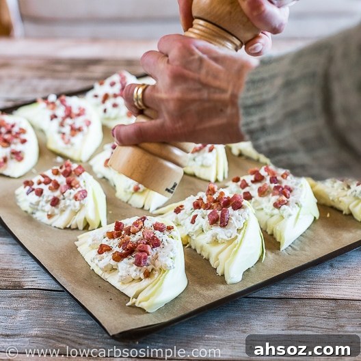Roasted Cabbage Wedges with Bacon and Blue Cheese 21 Grinding Black Pepper | Low-Carb, So Simple