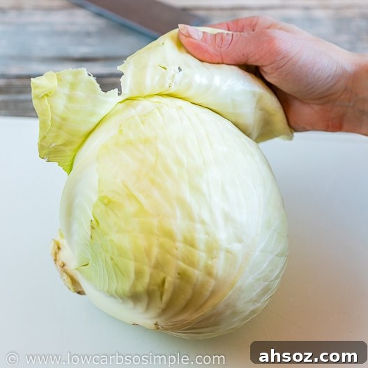 Roasted Cabbage Wedges with Bacon and Blue Cheese 9 Removing Outer Leaves | Low-Carb, So Simple