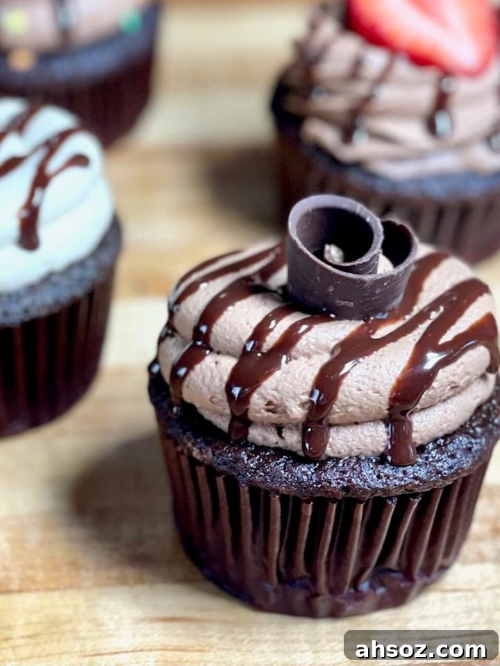 Moist and fudgy chocolate cupcakes