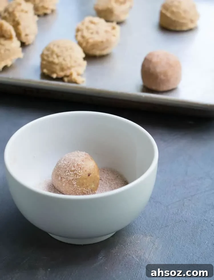 Cinnamon sugar coated Chewy Toffee Apple Cookies.