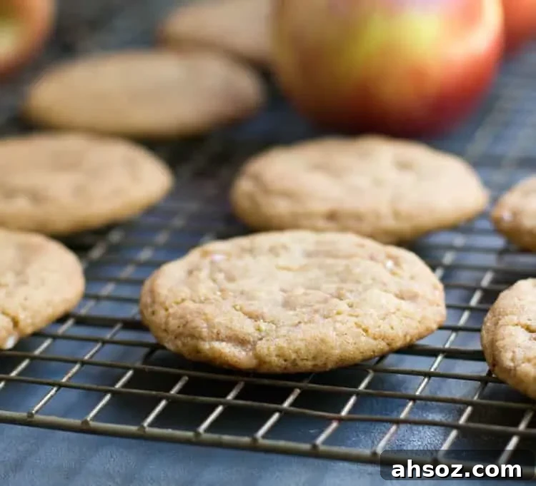 Chewy Toffee Apple Cookies with cinnamon sugar coating.